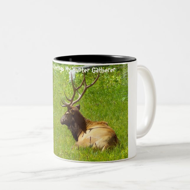 Weihnachtsgrüße Mein Jäger Gatherer Zweifarbige Tasse (VorderseiteRechts)