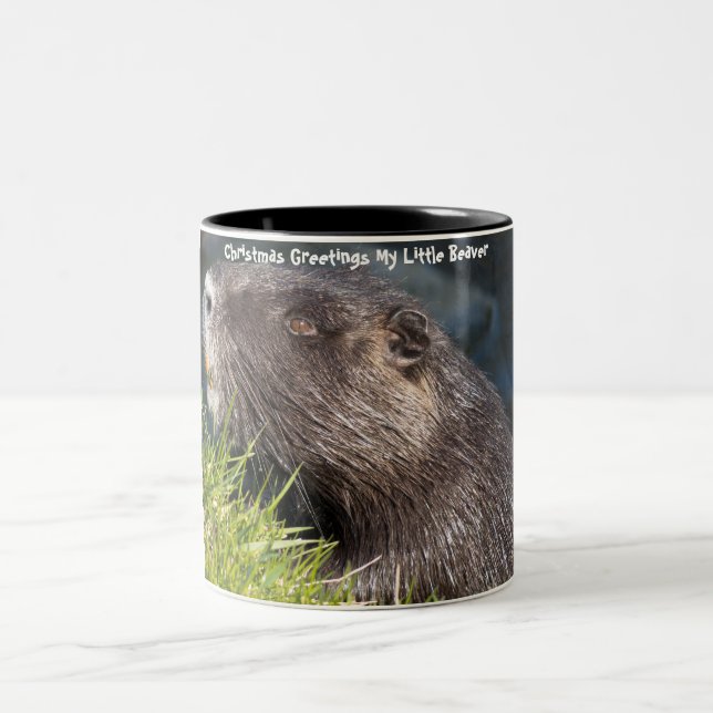 Weihnachtsgrüße Mein kleiner Biber Zweifarbige Tasse (Mittel)