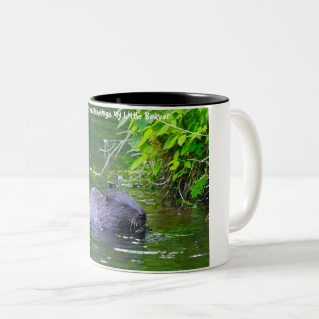 Weihnachtsgrüße Mein kleiner Biber Zweifarbige Tasse (VorderseiteRechts)