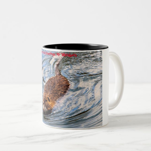 Weihnachtsgrüße Mein kleiner Biber Zweifarbige Tasse (VorderseiteRechts)