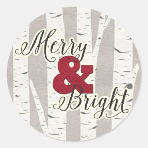 Weihnachtsgrüße Merry & Bright Birke Runder Aufkleber