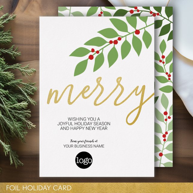 Weihnachtsgrüße - Merry - Folien Feiertagskarte (Business Holiday Card - Add Your Logo to this Foil Accented Office Card)