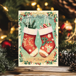 Weihnachtsgrüße mit festlichen Strümpfen Einladung