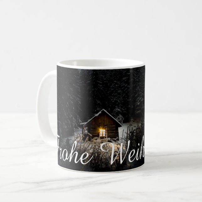Weihnachtsgrüße mit Hexenhaus Kaffeetasse (Vorderseite Links)