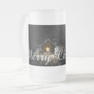 Weihnachtsgrüße mit Hexenhaus Mattglas Bierglas