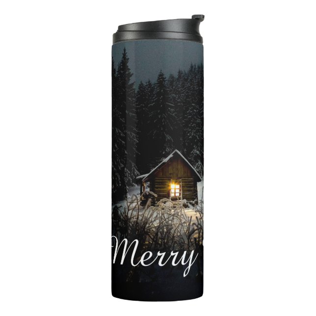 Weihnachtsgrüße mit Hexenhaus Thermosbecher (Nach links gedreht)