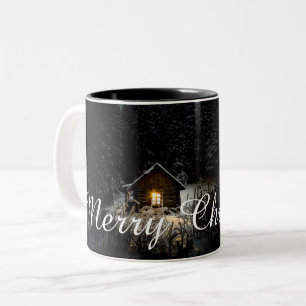 Weihnachtsgrüße mit Hexenhaus Zweifarbige Tasse