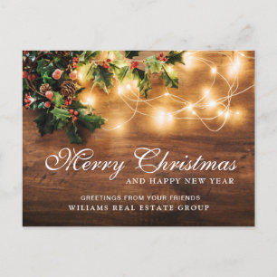 Weihnachtsgrüße mit Kiefernzapfen für Unternehmen Postkarte