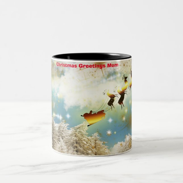 Weihnachtsgrüße Mum Zweifarbige Tasse (Mittel)