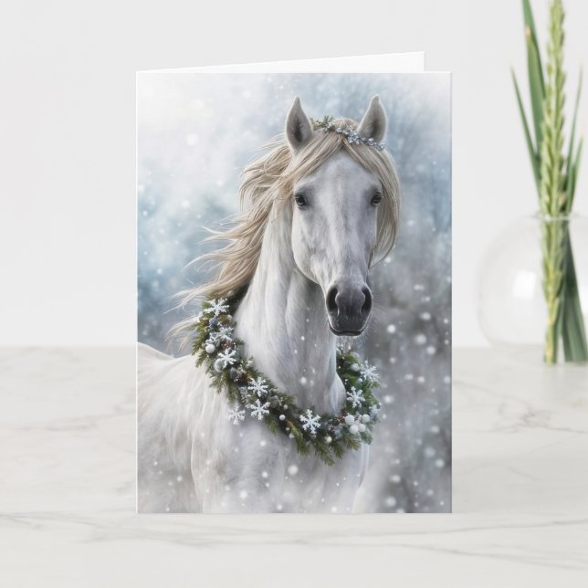 Weihnachtsgrüße Pferd Feiertagskarte (Vorderseite)