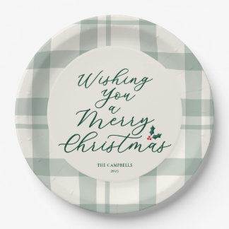 Weihnachtsgrüße Plaid Pappteller