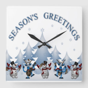 WEIHNACHTSGRÜSSE QUADRATISCHE WANDUHR