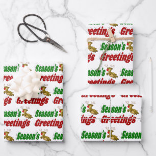 Weihnachtsgrüße Rentier Weihnachtstypografie Geschenkpapier Set