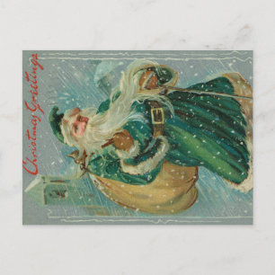 Weihnachtsgrüße-Retro Weihnachtsmann Postkarte