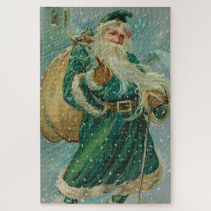 Weihnachtsgrüße-Retro Weihnachtsmann Postkarte