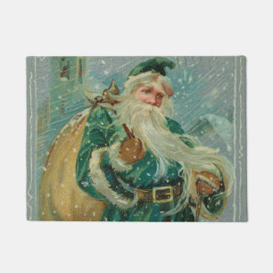 Weihnachtsgrüße-Retro-Weihnachtsmann-Postkarte Fußmatte