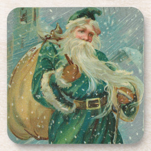 Weihnachtsgrüße-Retro Weihnachtsmann Postkarte Getränkeuntersetzer