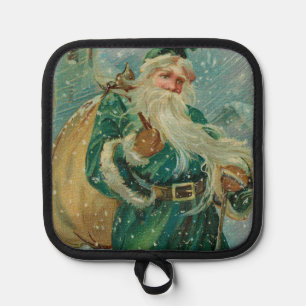 Weihnachtsgrüße-Retro Weihnachtsmann Postkarte Topflappen