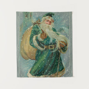 Weihnachtsgrüße-Retro Weihnachtsmann Postkarte Wandteppich