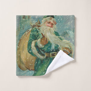 Weihnachtsgrüße-Retro Weihnachtsmann Postkarte Waschlappen