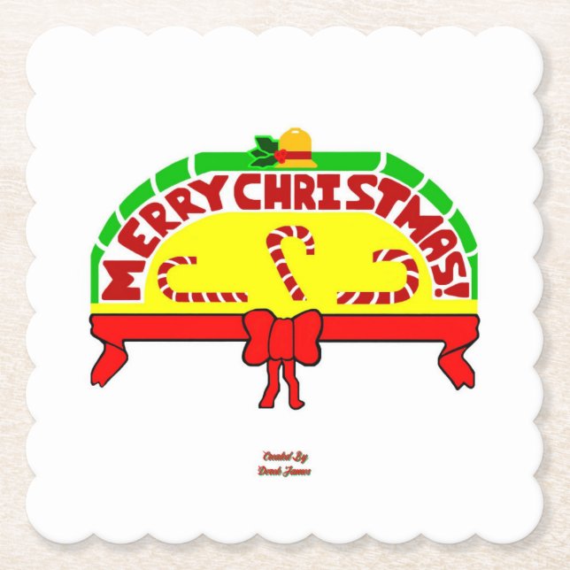 Weihnachtsgrüße Scalloped Square Paper Untersetzer (Vorderseite)