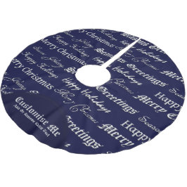 Weihnachtsgrüße (Silber) Polyester Weihnachtsbaumdecke