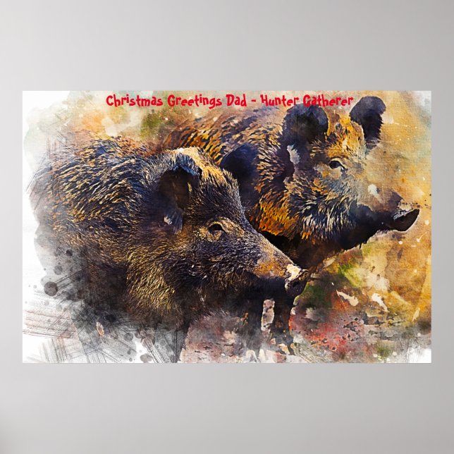 Weihnachtsgrüße Vater Hunter Gatherer Poster (Vorne)
