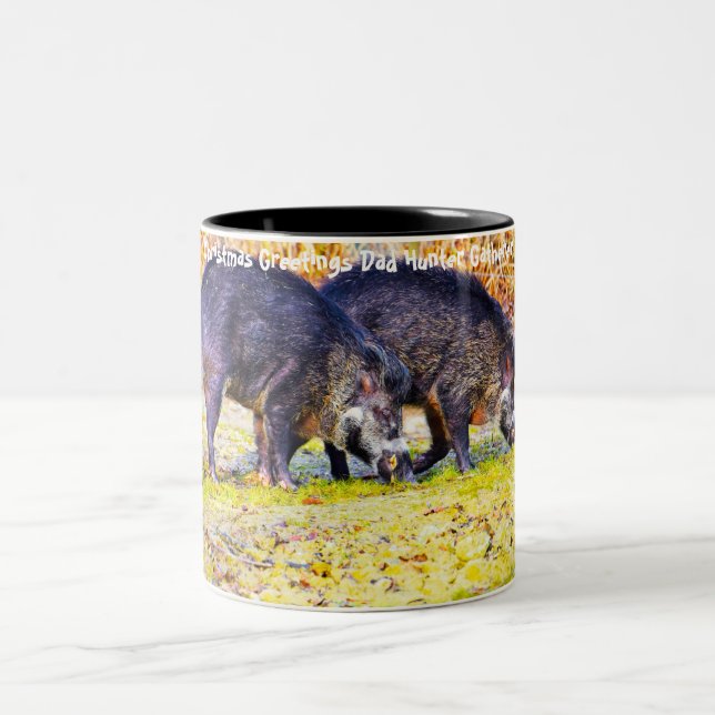 Weihnachtsgrüße Vater Hunter Gatherer Zweifarbige Tasse (Mittel)