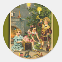 Weihnachtsgrüße Viktorianisch Art Xmas Karten Runder Aufkleber