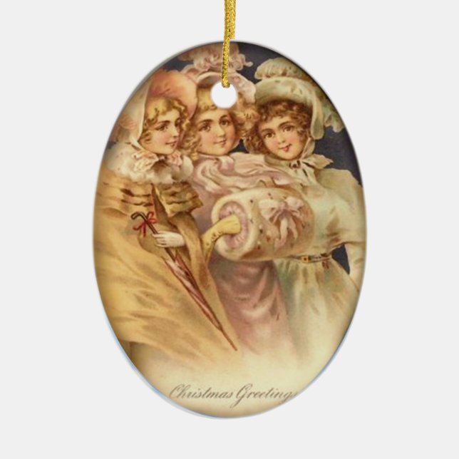 Weihnachtsgrüße Vintag Keramik Ornament (Vorne)