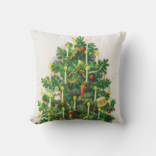 Weihnachtsgrüße, Vintage-Karte, Weihnachtsbaum Kissen