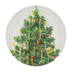 Weihnachtsgrüße, Vintage-Karte, Weihnachtsbaum Schneidebrett