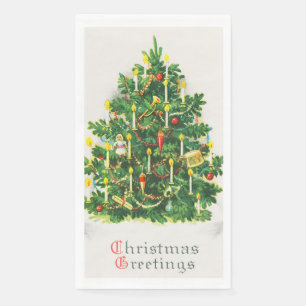 Weihnachtsgrüße, Vintage-Karte, Weihnachtsbaum Serviette