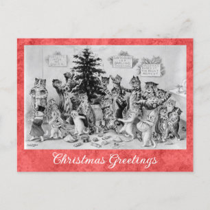 Weihnachtsgrüße Vintage Louis Wain Katze Postkarte