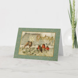 Weihnachtsgrüße Vögel Vintage Reproduktion Karte