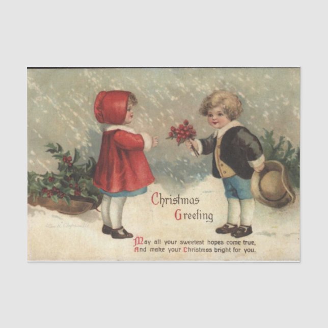 Weihnachtsgrüße von Ellen Clapsaddle Seidenpapier (Vorderseite)