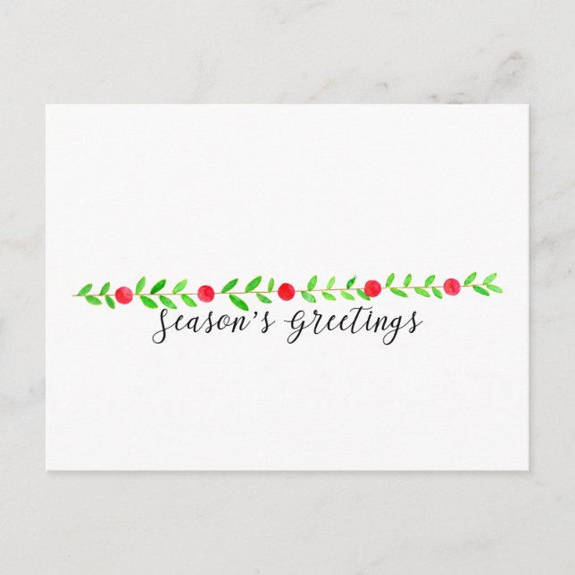 Weihnachtsgrüße , Weihnachtsbanner in Aquarellen Postkarte (Vorderseite)
