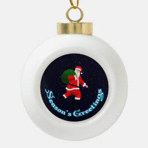 Weihnachtsgrüße - Weihnachtsmann Keramik Kugel-Ornament