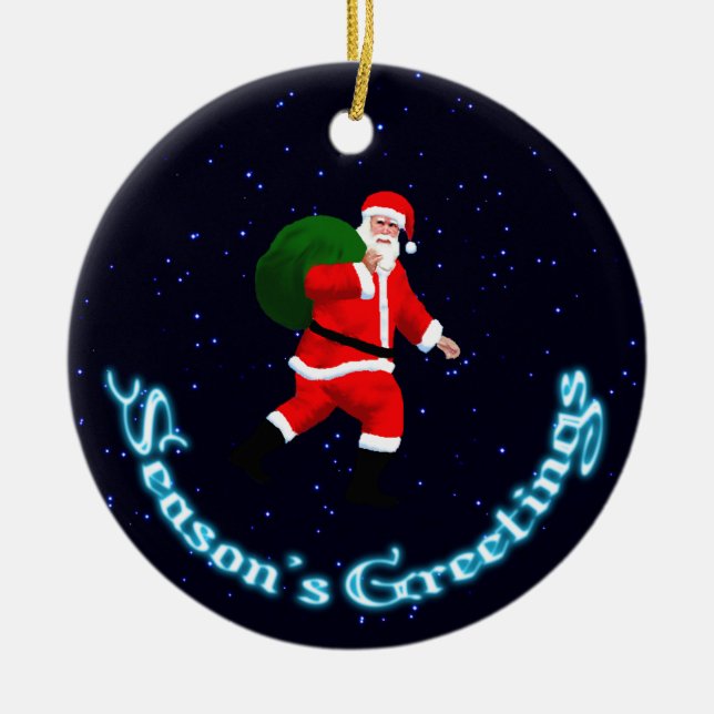 Weihnachtsgrüße - Weihnachtsmann Keramikornament (Vorne)