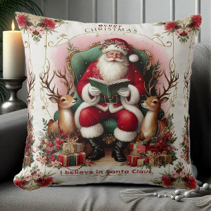 Weihnachtsgrüße Zitat Santa liest Rentieren Kissen