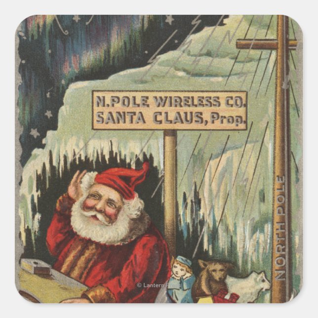 WeihnachtsgrüßeWeihnachten am Nordpol Quadratischer Aufkleber (Vorderseite)
