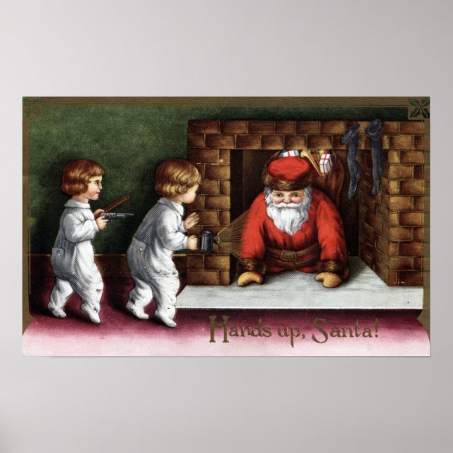 WeihnachtsgrüßeWeihnachten kommt aus Schornstein Poster (Vorne)