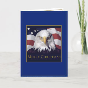Weihnachtsgrußkarte Amerikanische Flagge & Adler Feiertagskarte