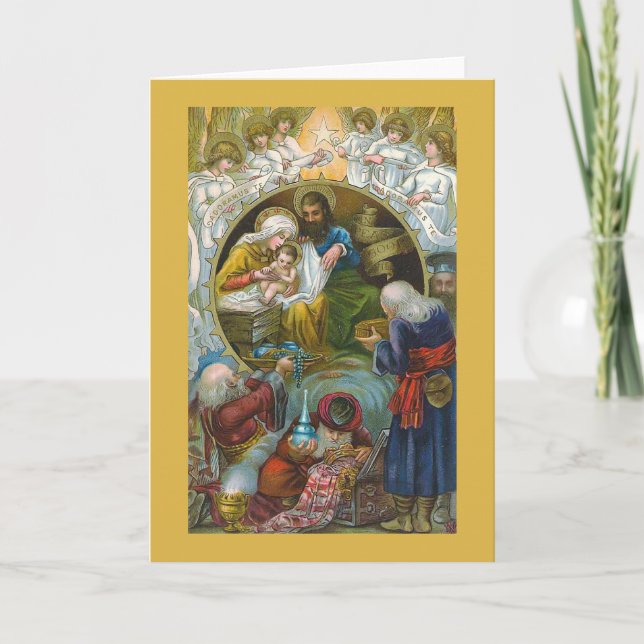 Weihnachtsgrüßkarte "Krippe" Feiertagskarte (Vorderseite)