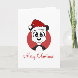 Weihnachtsgrußkarte mit Cartoon Panda Bär Feiertagskarte