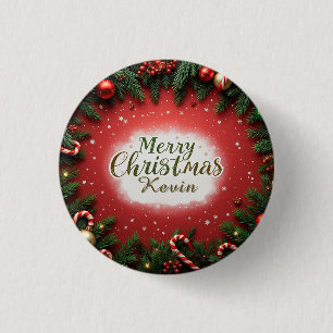 Weihnachtsgrußkarte mit Dekorationen Button