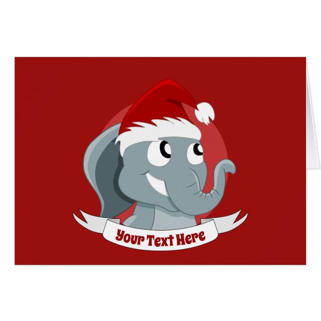 Weihnachtsgrüßkarte mit einem niedlichen Elefanten (Vorderseite (Horizontal))