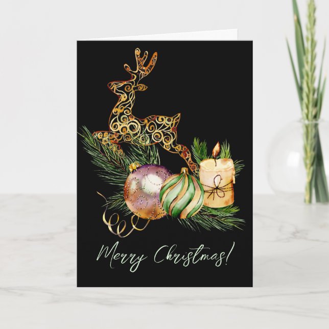 Weihnachtsgrußkarte mit Hirsch Karte (Vorderseite)