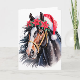 Weihnachtsgrußkarte mit Pferd Feiertagskarte