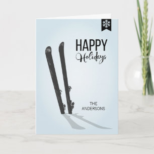 Weihnachtsgrußkarte zum Winterskilauf Feiertagskarte